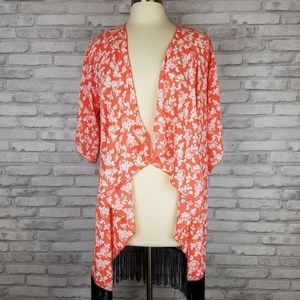 LULAROE "Monroe" Bright Floral Fringed Kimono